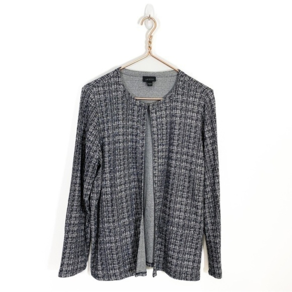 J. Jill Wearever Collection Medium Slinky Travel‎ Knit Cardigan Top Tweed Look